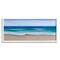 Stupell Industries Vibrant Blue Beach Coast Ocean Shoreline Panoramic Painting Framed Wall Art